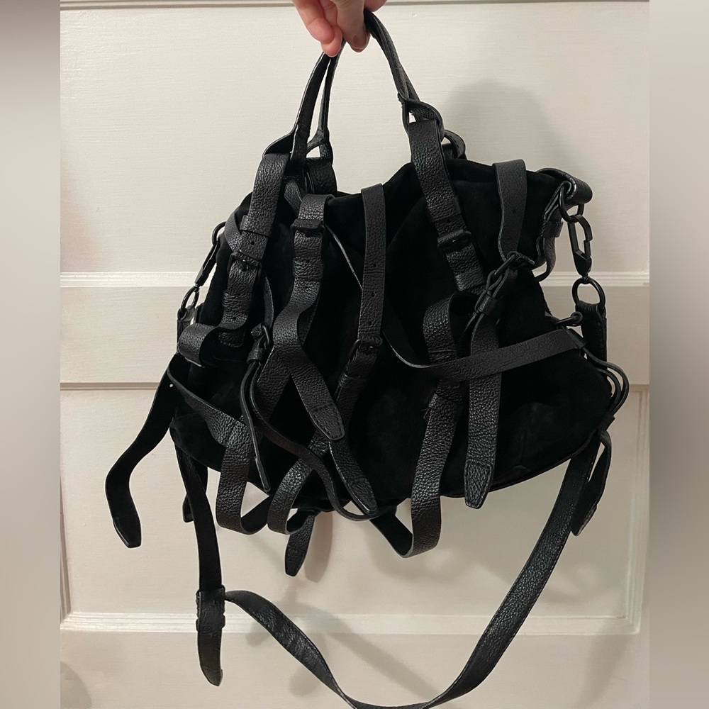 SOLD Alexander Wang rare Kirsten suede and leather tote bag satchel black strap